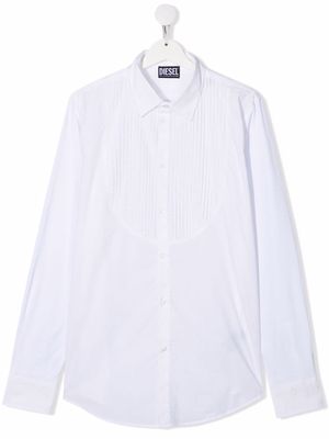 Diesel Kids TEEN pleated cotton shirt - White