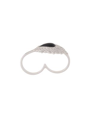 Elise Dray diamond double finger ring - Metallic