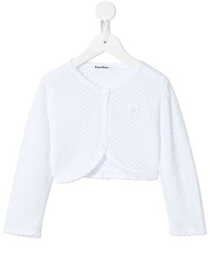 Familiar open-knit cotton cardigan - White