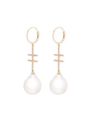 By Pariah 14kt gold Double Cross pearl diamond earrings - YELLOW GOLD