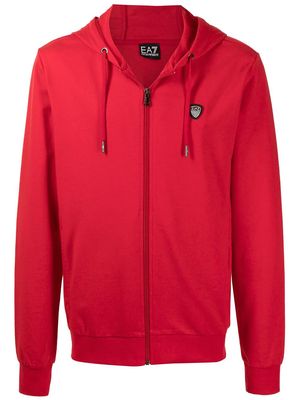 Ea7 Emporio Armani logo-patch zip-up hoodie - Red