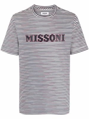Missoni logo-print striped short-sleeved T-shirt - Neutrals