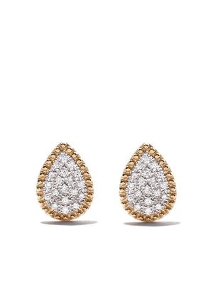 AS29 18kt yellow gold Mye pear beading pave diamond earrings