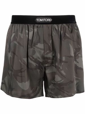 TOM FORD camouflage satin-silk boxer shorts - Green