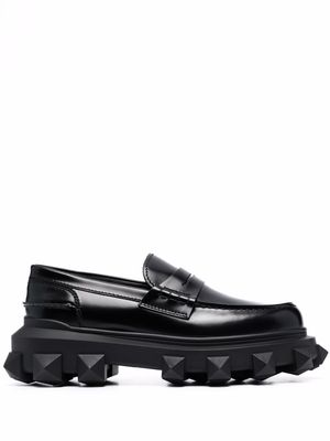 Valentino Garavani Trackstud leather loafers - Black