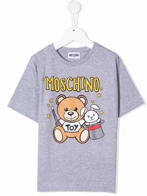 Moschino Kids teddy bear-motif cotton T-shirt - Grey