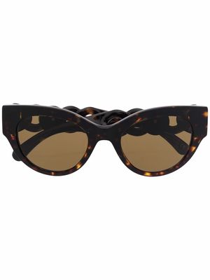 Versace Eyewear chain sculpted sunglasses - Brown