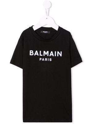 Balmain Kids logo-print crew-neck T-shirt - Black