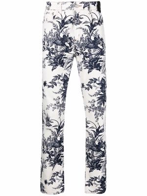 Erdem floral-print straight jeans - White