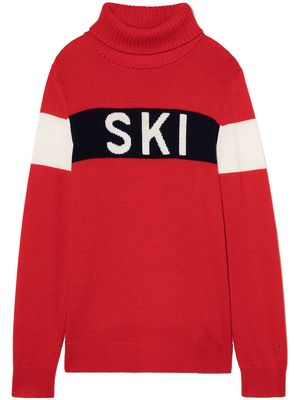 Perfect Moment Kids slogan-print merino jumper - Red