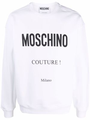 Moschino logo-print crew neck jumper - White