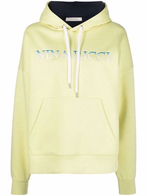 Nina Ricci logo embroidered oversized hoodie - Yellow