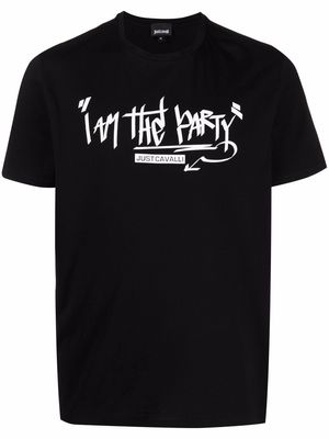 Just Cavalli slogan-print T-shirt - Black