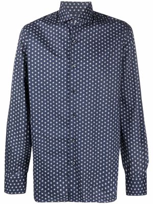Barba patterned button-up shirt - Blue