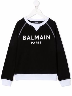 Balmain Kids logo-print long-sleeved jumper - Black