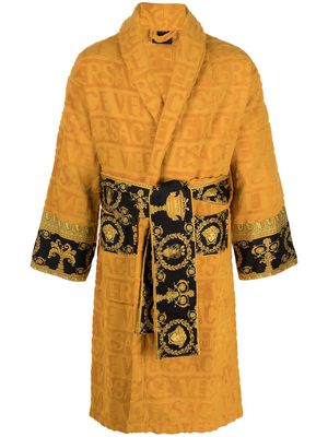 Versace Barocco-panel logo devoré robe - Yellow