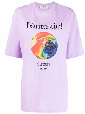 MSGM graphic-print organic cotton T-shirt - Purple
