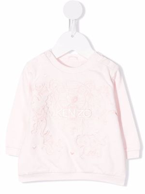 Kenzo Kids logo-embroidered cotton sweatshirt - Pink