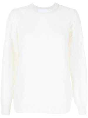 Costarellos lace-trim mohair-blend jumper - White