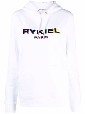 SONIA RYKIEL embroidered logo organic cotton hoodie - White