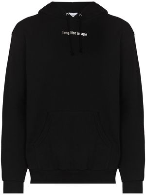 WTAPS slogan-print cotton hoodie - Black
