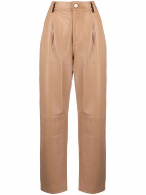 RED Valentino high-waist leather trousers - Neutrals