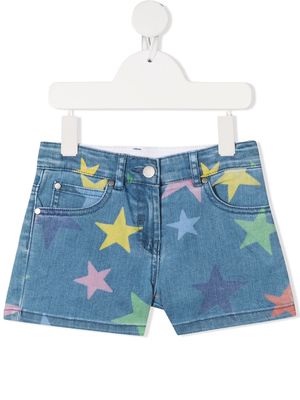 Stella McCartney Kids star-print denim shorts - Blue