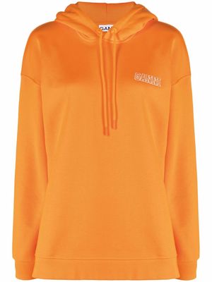 GANNI logo-embroidered hoodie - Orange