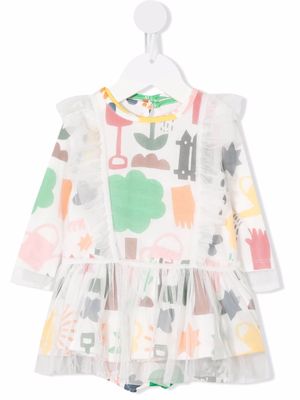 Stella McCartney Kids Garden-print tulle dress - White