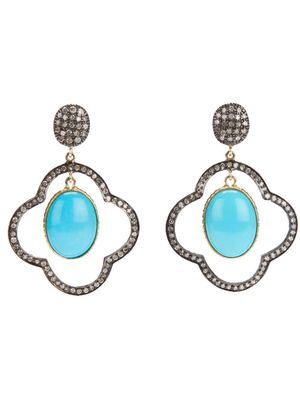 Gems N' Crafts turquoise diamond drop earrings - Metallic