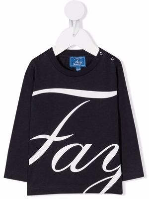 Fay Kids logo-print cotton T-shirt - Blue