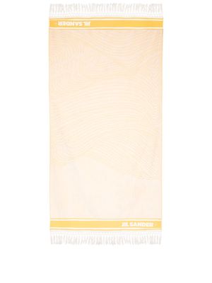 Jil Sander fringed logo print beach towel - Yellow