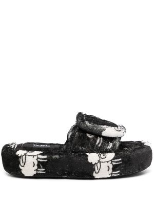 DUOltd Sheep-pattern terry slipper - Black