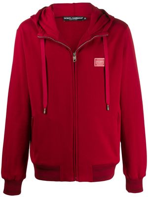 Dolce & Gabbana chest logo zipped hoodie - Red