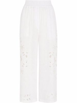 Dolce & Gabbana cropped floral-embroidered trousers - White