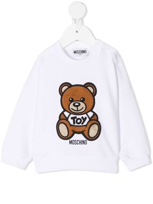 Moschino Kids bear logo patch sweatshirt - White