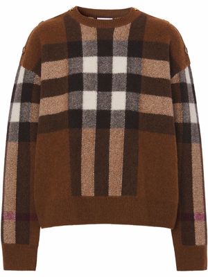 Burberry check wool-cashmere jumper - Brown