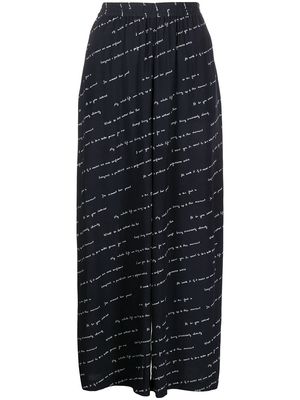 Rosetta Getty slogan-print silk trousers - Black