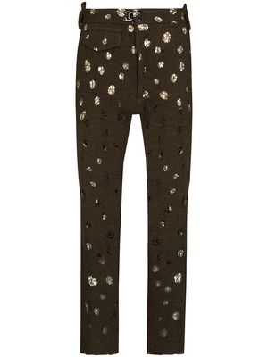 PRONOUNCE distressed-effect tailored trousers - Green