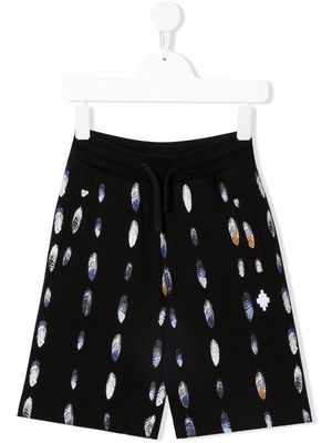 Marcelo Burlon County Of Milan Kids feather-print cotton-blend track shorts - Black