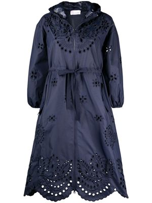 RED Valentino broderie anglaise hooded parka - Blue