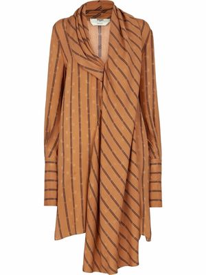 Fendi Karligraphy striped silk dress - Brown