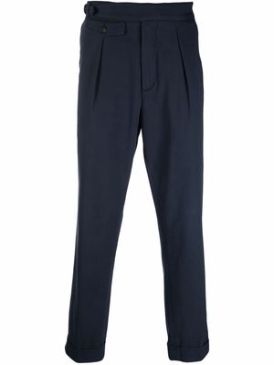 Eleventy buckle-fastening gathered-detail trousers - Blue