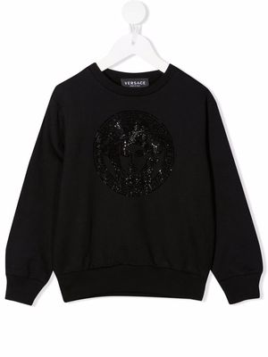 Versace Kids logo baroque embroidered sweatshirt - Black