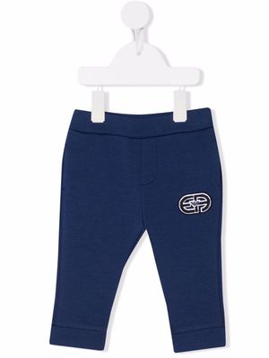 Emporio Armani Kids embroidered track track pants - Blue