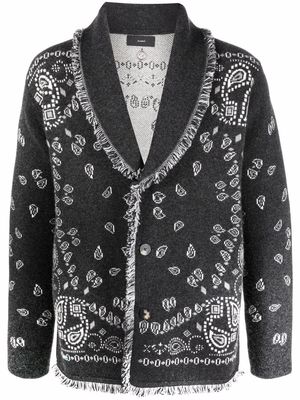 Alanui paisley-pattern intarsia-knit cardigan - Grey