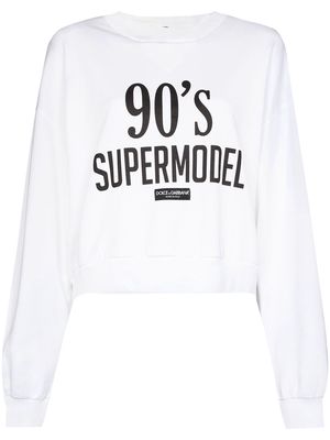 Dolce & Gabbana '90s Supermodel-print drop-shoulder sweatshirt - White