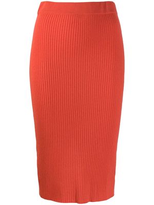 Cashmere In Love ribbed knitted skirt - Orange