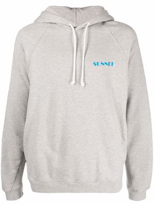Sunnei logo-print cotton hoodie - Grey