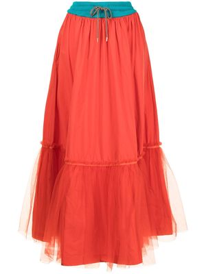 Kolor drawstring flared maxi skirt - Orange